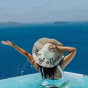 NWDF Nicole Marciano “Out of Office” Ivory Wide Hat